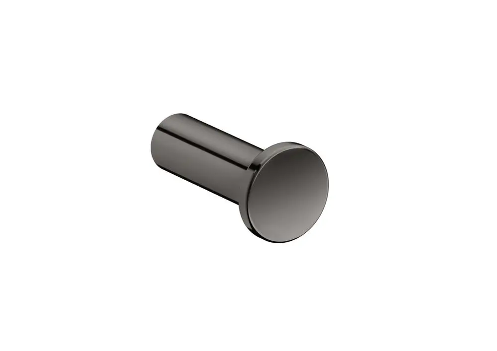 Handtuchhaken aus poliertem schwarzem Chrom, rund und einfach gestaltet. Produkt von AXOR. Ideal für die Anbringung an Wänden in Badezimmern oder Küchen.